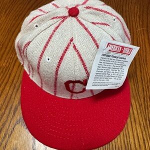 1935 Pittsburg Crawfords Negro League fitted felt Hat Sz 7 Felt Unisex cream/red